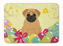 Easter Eggs Pug Brown Memory Foam Kitchen Mat Machine Washable Anti-Fatigue Cushion Comfort Bath or Kitchen Rug