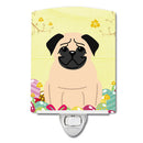 Easter Eggs Pug Fawn Ceramic Night Light Compact, UL-Certified, Ideal for Bedroom, Bathroom, Nursery, Hallway, Kitchen, 6x4x3, Multicolor