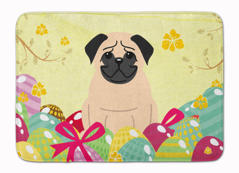 Easter Eggs Pug Fawn Machine Washable Memory Foam Mat BB6008RUG