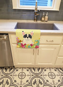 Easter Eggs French Bulldog Piebald Kitchen Towel Velour Plush Front and Cotton Loop Back Machine Washable
