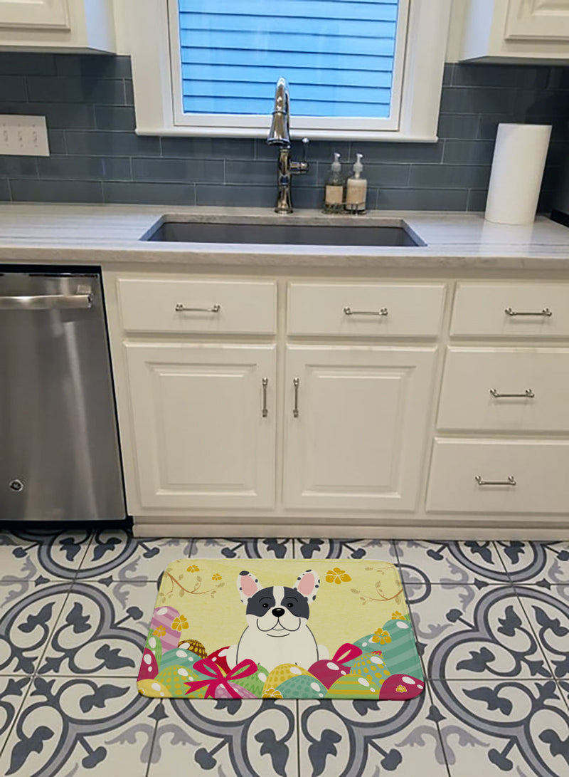 Easter Eggs French Bulldog Piebald Machine Washable Memory Foam Mat BB6011RUG