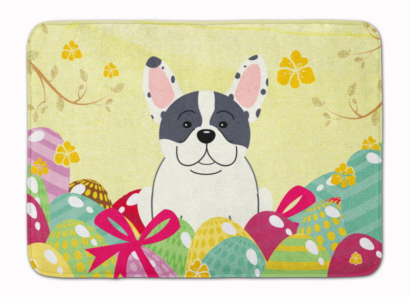 Easter Eggs French Bulldog Piebald Machine Washable Memory Foam Mat BB6011RUG