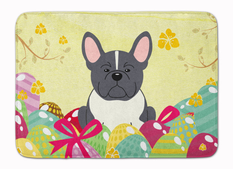 Easter Eggs French Bulldog Black White Machine Washable Memory Foam Mat BB6012RUG