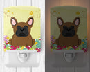 Easter Eggs French Bulldog Brown Ceramic Night Light Compact, UL-Certified, Ideal for Bedroom, Bathroom, Nursery, Hallway, Kitchen, 6x4x3, Multicolor