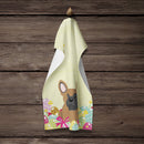 Easter Eggs French Bulldog Brown Kitchen Towel Velour Plush Front and Cotton Loop Back Machine Washable