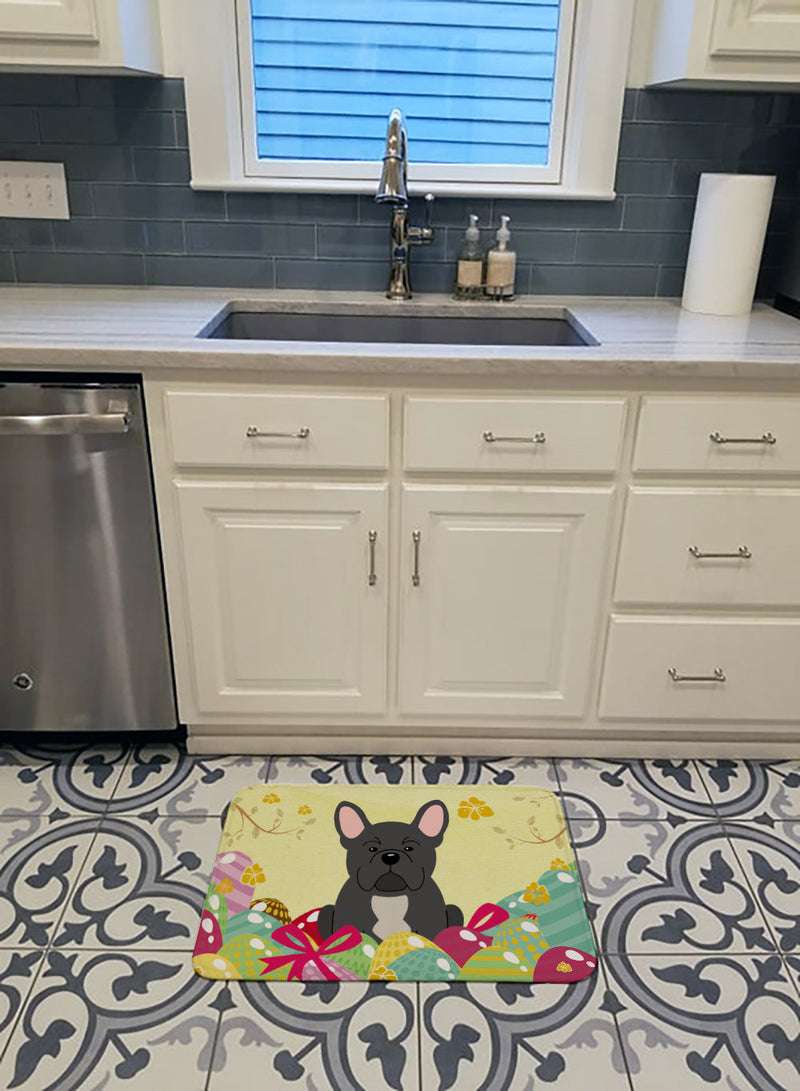 Easter Eggs French Bulldog Black Machine Washable Memory Foam Mat BB6014RUG