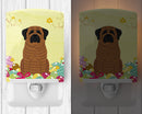 Easter Eggs Mastiff Brindle Ceramic Night Light Compact, UL-Certified, Ideal for Bedroom, Bathroom, Nursery, Hallway, Kitchen, 6x4x3, Multicolor