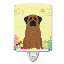 Easter Eggs Mastiff Brindle Ceramic Night Light Compact, UL-Certified, Ideal for Bedroom, Bathroom, Nursery, Hallway, Kitchen, 6x4x3, Multicolor