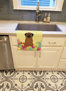 Easter Eggs Mastiff Brindle Kitchen Towel Velour Plush Front and Cotton Loop Back Machine Washable