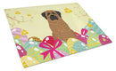Easter Eggs Mastiff Brindle Cutting Board Tempered Glass Kitchen Cutting Surface, Heat Resistant Chopping, Non-Slip Feet, Food Prep & Serving