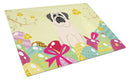 Easter Eggs Mastiff White Cutting Board Tempered Glass Kitchen Cutting Surface, Heat Resistant Chopping, Non-Slip Feet, Food Prep & Serving