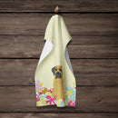 Easter Eggs Mastiff Kitchen Towel Velour Plush Front and Cotton Loop Back Machine Washable