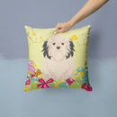 Easter Eggs Lowchen Decorative Throw Pillow 14x14 Indoor Outdoor Accent Cushion, Fabric Cover with Insert for Sofa, Bed, Porch & Living Room