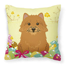 Easter Eggs Norwich Terrier Decorative Throw Pillow 18x18 Indoor Outdoor Accent Cushion, Fabric Cover with Insert for Sofa, Bed, Porch & Living Room