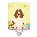 Easter Eggs Basset Hound Ceramic Night Light Compact, UL-Certified, Ideal for Bedroom, Bathroom, Nursery, Hallway, Kitchen, 6x4x3, Multicolor