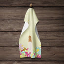 Easter Eggs Borzoi Kitchen Towel Velour Plush Front and Cotton Loop Back Machine Washable