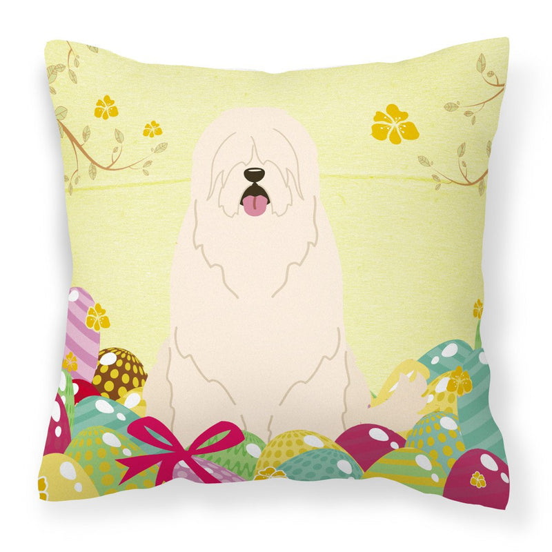 Easter Eggs South Russian Sheepdog Fabric Decorative Pillow BB6024PW1818