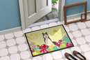 Easter Eggs West Siberian Laika Spitz Doormat Indoor Outdoor 18H X 27W Front Door Mat Rugs for Entryway, Non Slip Washable