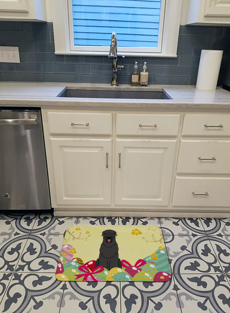 Easter Eggs Black Russian Terrier Machine Washable Memory Foam Mat BB6026RUG