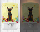Easter Eggs Manchester Terrier Ceramic Night Light Compact, UL-Certified, Ideal for Bedroom, Bathroom, Nursery, Hallway, Kitchen, 6x4x3, Multicolor