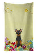 Easter Eggs Manchester Terrier Kitchen Towel Velour Plush Front and Cotton Loop Back Machine Washable
