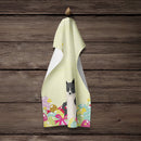 Easter Eggs Russo-European Laika Spitz Kitchen Towel Velour Plush Front and Cotton Loop Back Machine Washable