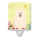 Easter Eggs Samoyed Ceramic Night Light Compact, UL-Certified, Ideal for Bedroom, Bathroom, Nursery, Hallway, Kitchen, 6x4x3, Multicolor