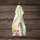 Easter Eggs Russian Spaniel Kitchen Towel Velour Plush Front and Cotton Loop Back Machine Washable