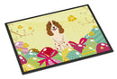 Easter Eggs Russian Spaniel Doormat Indoor Outdoor 18H X 27W Front Door Mat Rugs for Entryway, Non Slip Washable