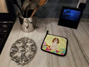 Easter Eggs Russian Spaniel Pot Holder Set of 2 Heat Resistant Quilted Hot Pads 7.5 x 7.5 Inch, Insulated Kitchen Trivets for Cooking & Baking