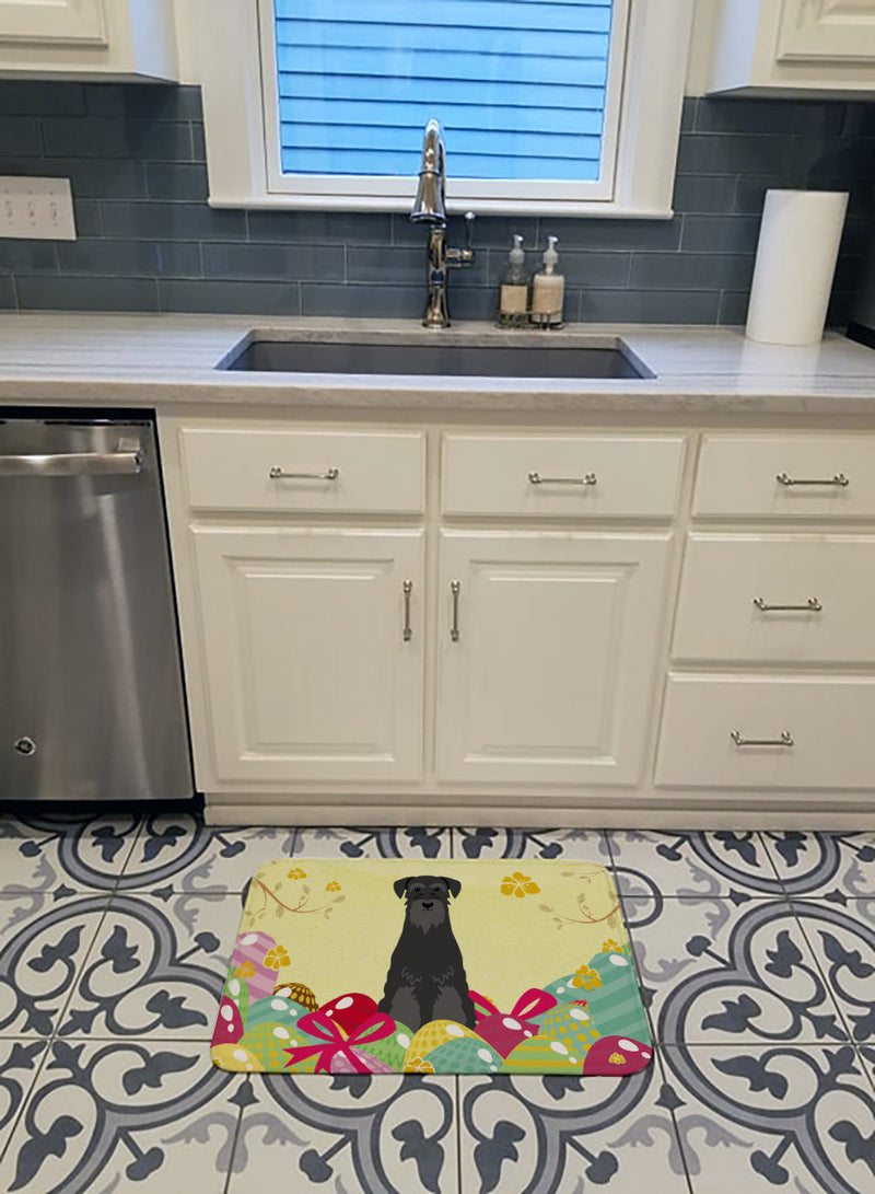 Easter Eggs Standard Schnauzer Black Machine Washable Memory Foam Mat BB6032RUG