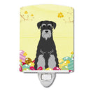 Easter Eggs Standard Schnauzer Black Grey Ceramic Night Light Compact, UL-Certified, Ideal for Bedroom, Bathroom, Nursery, Hallway, Kitchen, 6x4x3, Multicolor
