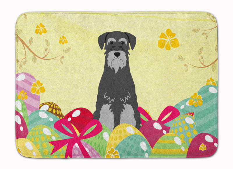 Easter Eggs Standard Schnauzer Black Grey Machine Washable Memory Foam Mat BB6034RUG