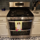 Easter Eggs Saint Bernard Kitchen Towel Velour Plush Front and Cotton Loop Back Machine Washable