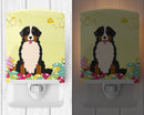 Easter Eggs Bernese Mountain Dog Ceramic Night Light Compact, UL-Certified, Ideal for Bedroom, Bathroom, Nursery, Hallway, Kitchen, 6x4x3, Multicolor