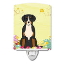 Easter Eggs Greater Swiss Mountain Dog Ceramic Night Light Compact, UL-Certified, Ideal for Bedroom, Bathroom, Nursery, Hallway, Kitchen, 6x4x3, Multicolor