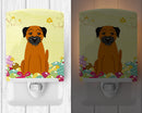 Easter Eggs Border Terrier Ceramic Night Light Compact, UL-Certified, Ideal for Bedroom, Bathroom, Nursery, Hallway, Kitchen, 6x4x3, Multicolor
