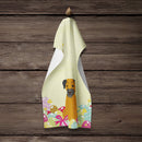 Easter Eggs Border Terrier Kitchen Towel Velour Plush Front and Cotton Loop Back Machine Washable