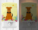 Easter Eggs Airedale Ceramic Night Light Compact, UL-Certified, Ideal for Bedroom, Bathroom, Nursery, Hallway, Kitchen, 6x4x3, Multicolor