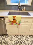 Easter Eggs Airedale Kitchen Towel Velour Plush Front and Cotton Loop Back Machine Washable