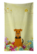 Easter Eggs Airedale Kitchen Towel Velour Plush Front and Cotton Loop Back Machine Washable