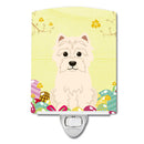 Easter Eggs Westie Ceramic Night Light Compact, UL-Certified, Ideal for Bedroom, Bathroom, Nursery, Hallway, Kitchen, 6x4x3, Multicolor