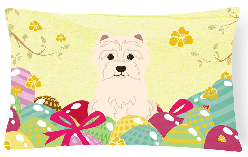 Easter Eggs Westie Canvas Fabric Decorative Pillow BB6042PW1216