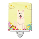 Easter Eggs White German Shepherd Ceramic Night Light Compact, UL-Certified, Ideal for Bedroom, Bathroom, Nursery, Hallway, Kitchen, 6x4x3, Multicolor