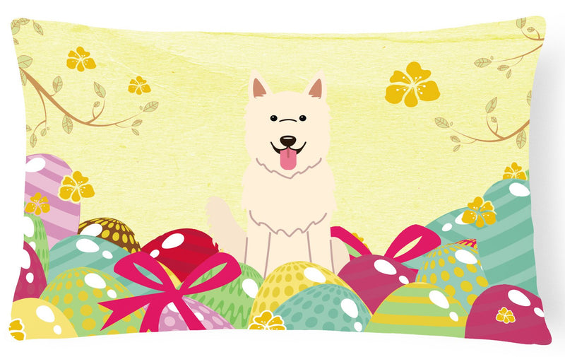 Easter Eggs White German Shepherd Canvas Fabric Decorative Pillow BB6045PW1216