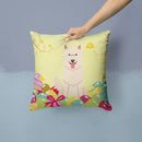 Easter Eggs White German Shepherd Decorative Throw Pillow 14x14 Indoor Outdoor Accent Cushion, Fabric Cover with Insert for Sofa, Bed, Porch & Living Room