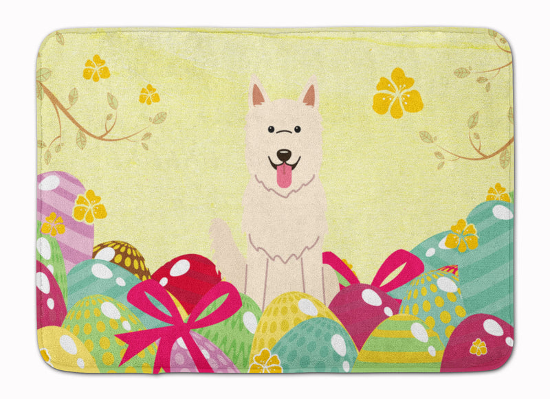 Easter Eggs White German Shepherd Machine Washable Memory Foam Mat BB6045RUG