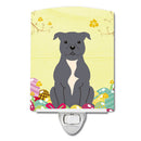 Easter Eggs Staffordshire Bull Terrier Blue Ceramic Night Light Compact, UL-Certified, Ideal for Bedroom, Bathroom, Nursery, Hallway, Kitchen, 6x4x3, Multicolor