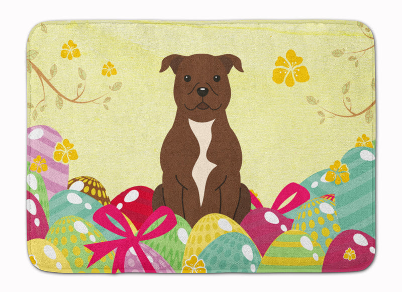 Easter Eggs Staffordshire Bull Terrier Chocolate Machine Washable Memory Foam Mat BB6048RUG