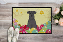 Easter Eggs Miniature Schnauzer Black Doormat Indoor Outdoor 24H X 36W Front Door Mat Rugs for Entryway, Non Slip Washable Low Pile,